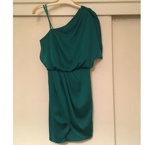 Bloomingdales green over the shoulder dress